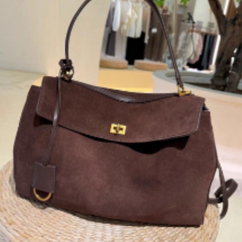 Elegant Brown Suede Handbag
